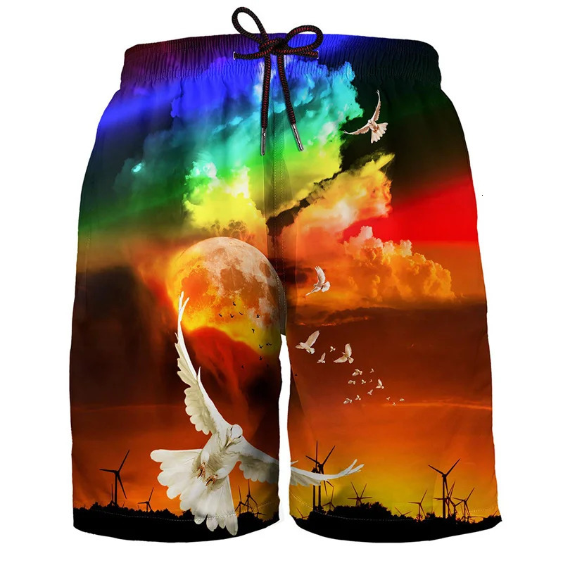 Hawaiian 3d Print Plants Beach Shorts For Men Boys Quick Dry Surf Board Bathing Suit Casual Summer Swimming Trunks 250208Z