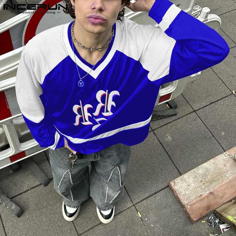 INCERUN Tops American Fashion Mens Personalized Printed Pattern T-shirt Casual Street Wear Mens Long Sleeve Camiseta 250207