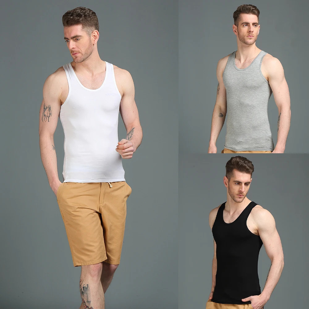 Summer Mens 100 Cotton Vest Sexy Underwear Sleeveless Tank Top Undershirts Breathable Gym Clothing Bodybuilding Tops Tshirts 250207