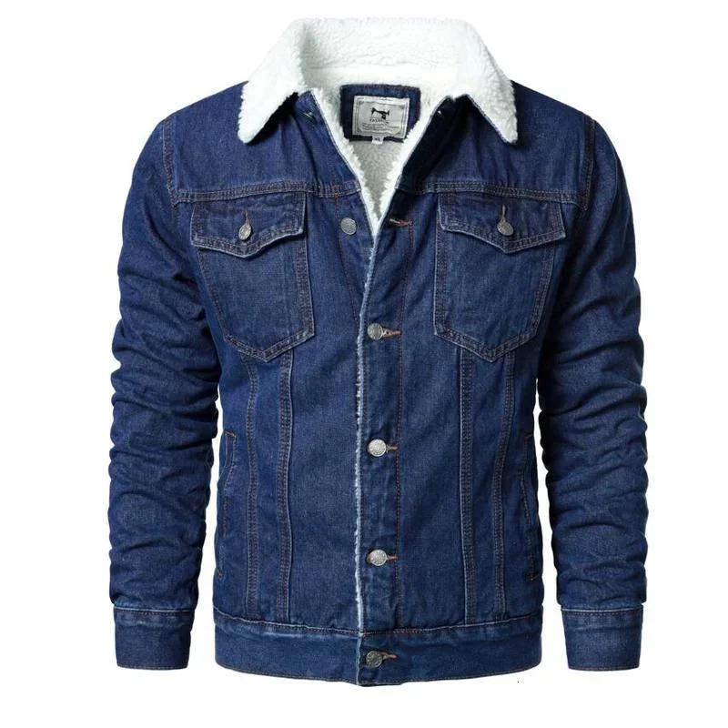 Mens light blue denim jacket ultrathin casual mens highquality cotton thick winter warm XS6XL 250208Z