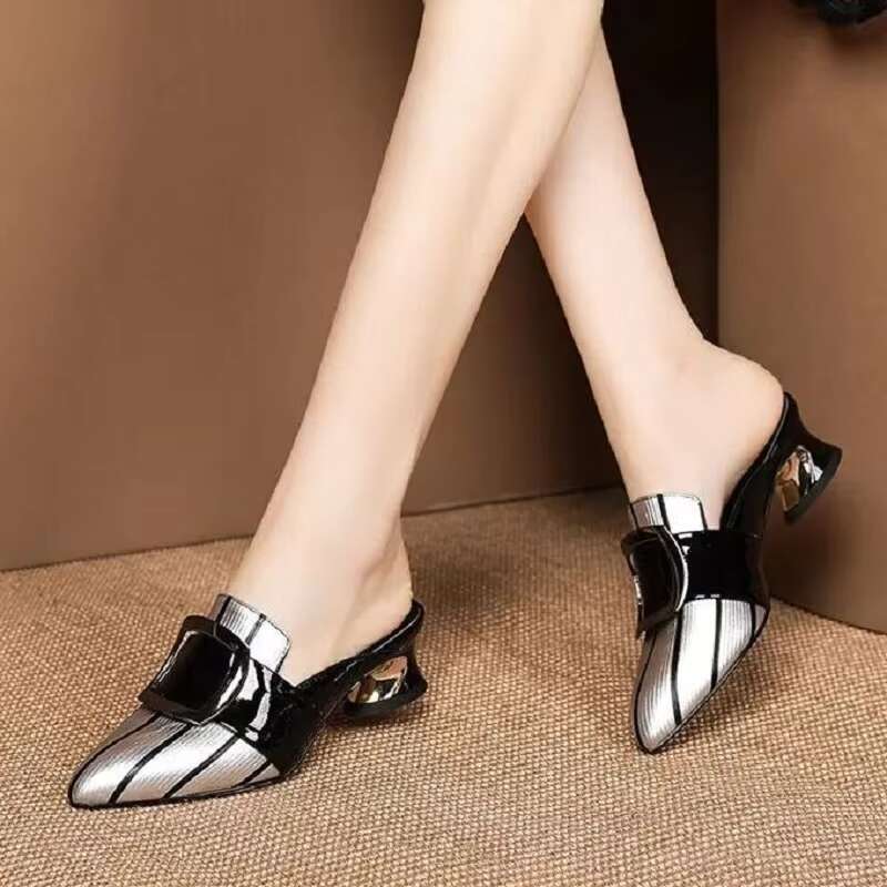 Women Cute Sweet High Quality Beige Bezel Slip on Stiletto Lady Classic Comfort Stylish Heel Shoes ato Negro Tacon E5867