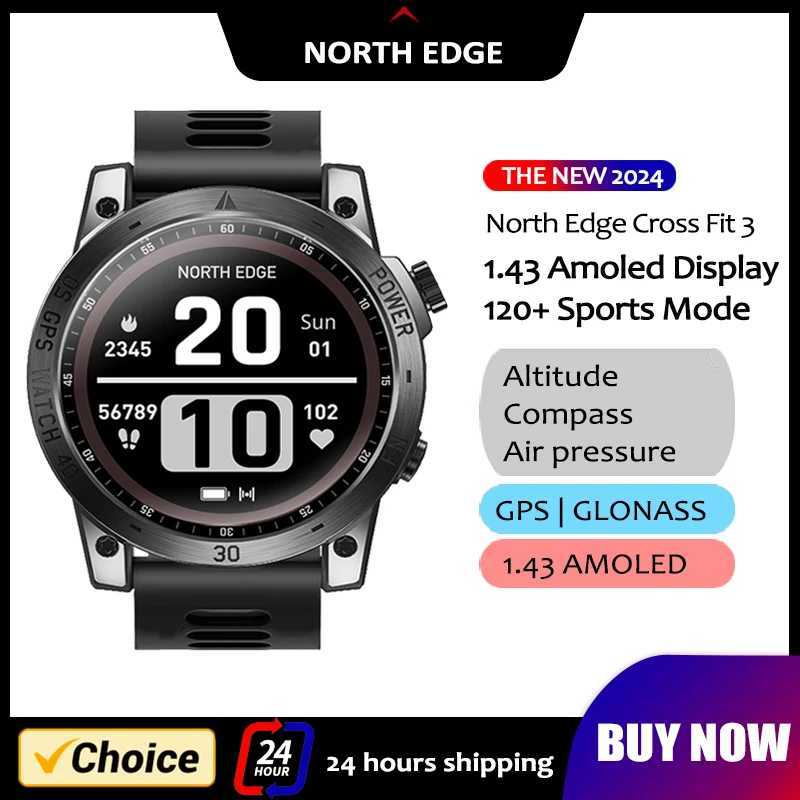 NORTH EDGE 2024 New GPS Watches Men Sport Smart Watch HD AMOLED Display 50M ATM Altimeter Barometer Compass Smartwatch for Men Z250207