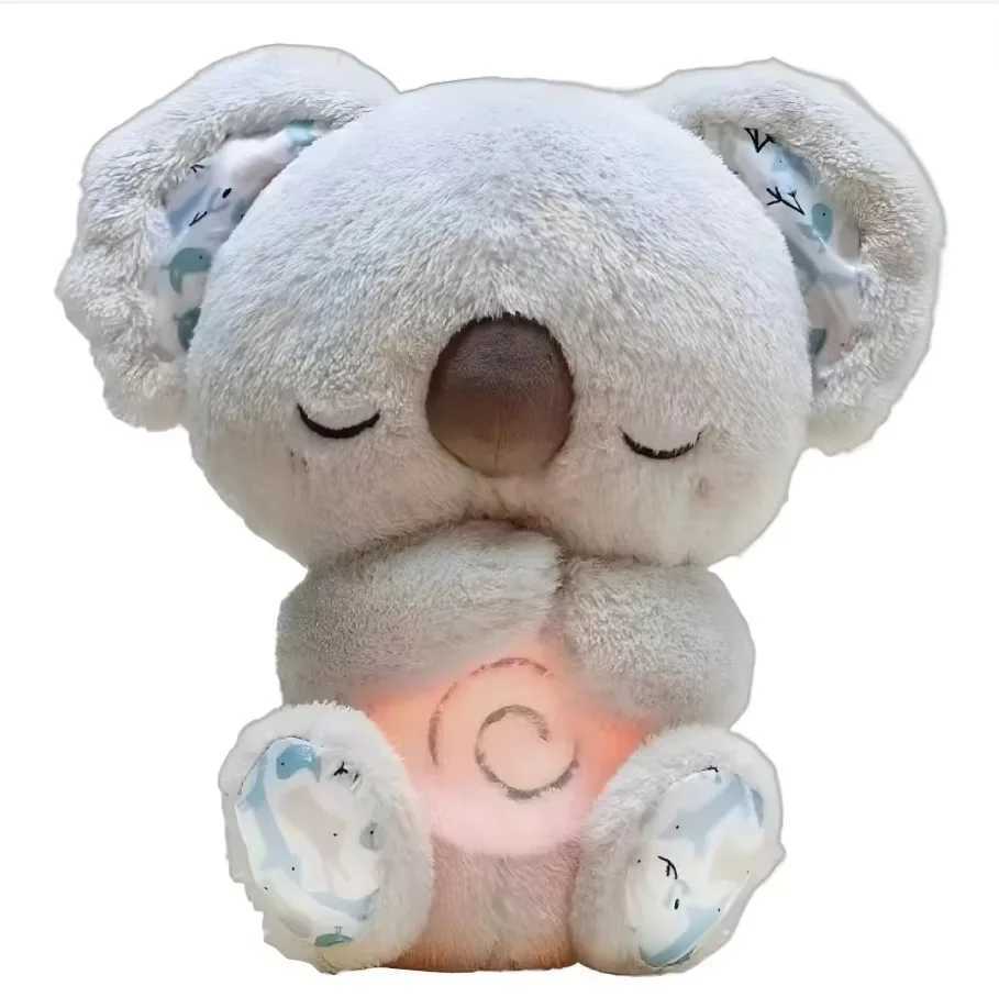 Baby Plush Breathing Bear Newborn Soothing Sp Playmate Otter Kids sic Sping Cpanion Sound Light Doll Toy Gift Y250208 Y260128