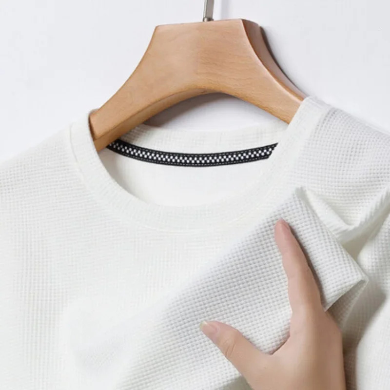 Short sleeved Polo shirtShort Waffle Solid Polot fashion splicing mens round neck top cotton daily short Tshirt 250207