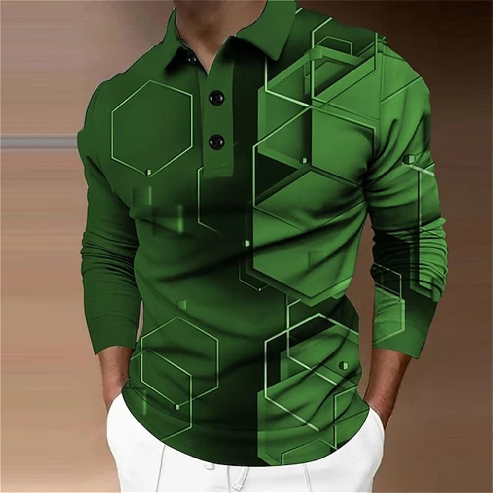 2024 Spring and Autumn Plaid Casual Fashion Lapel Shirt European American Large Sizespring Mens Polo Shirts 250207