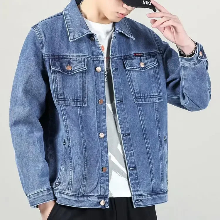 Spring Autumn Denim Jacket Mens Casual Workwear Trendy Highend Feel Clothing Regular Length 250208Z