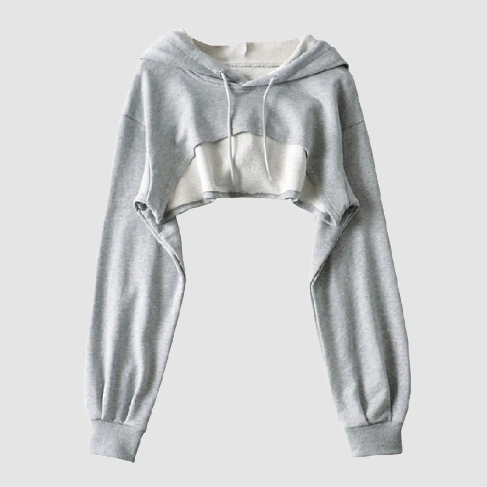 Womens Sweatshirt Hooded Early Autumn Personality Fashion Trend Crop Top Super Short Long Sleeve For Street Spicy Girls 250208Z