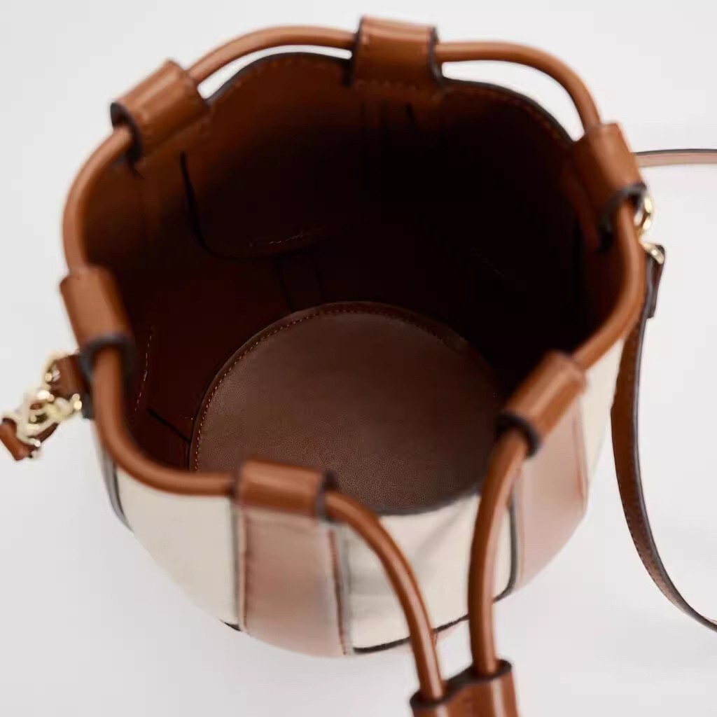 designer bag ZR Home New Splicing Multi Color Drawstring Bucket Large Capacity Commuter Fashion Leisure Single Shoulder Crossbody Bag