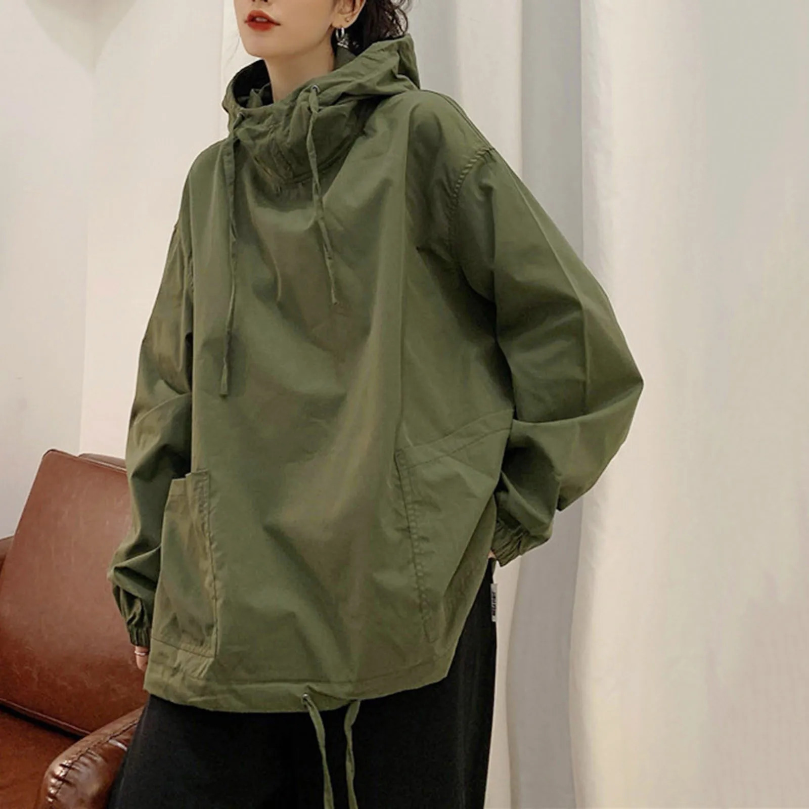 Thin Hooded Hip Hop Street Autumn Hoodie Womens Casual Solid Color Female Hoodies Fashion Oversize Loose Sweatshirts Buy 250208Z