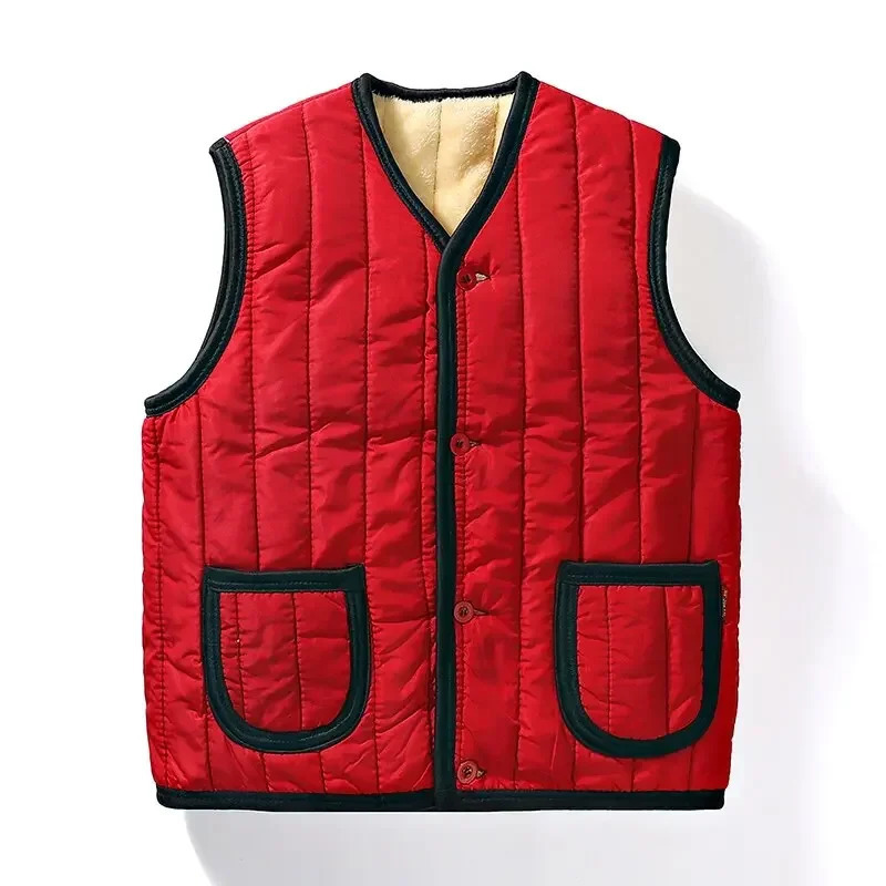 Winter Plus Fleece Thicken Warm Cotton Vest Men Gift for Father Husband Casual Loose Comfortable Sleeveless Jacket Clothing 250110