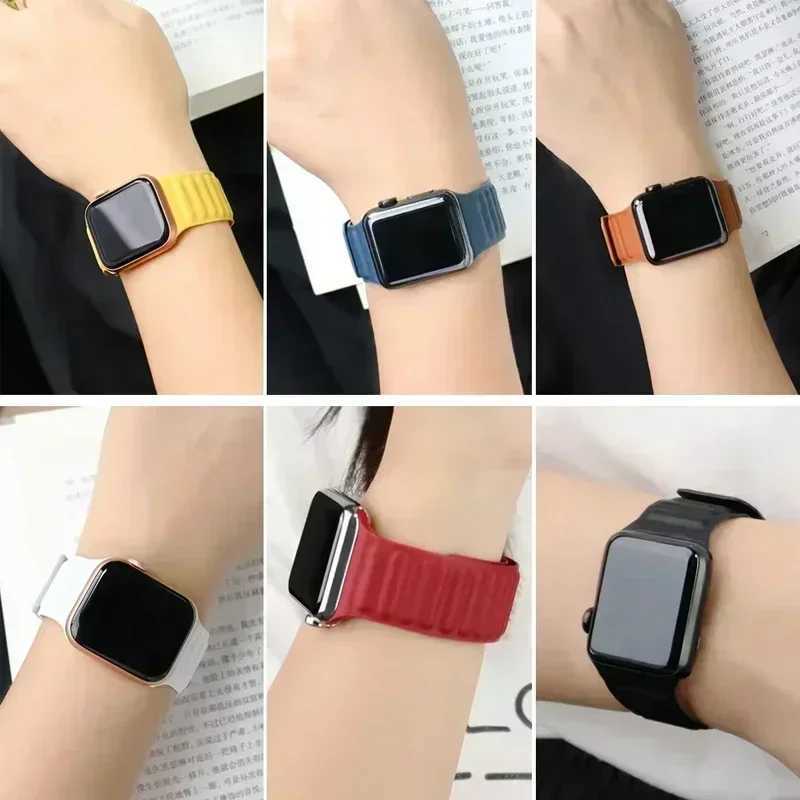 Leather Str for ple Band 45mm 46mm 42mm 44mm 40mm Original Magnetic Loop Link Bracelet i Ultar2 49mm 10 9 8 7 6 5XJ250208