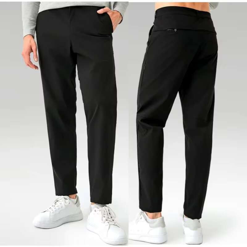 Thin Quick-Drying Classic Four-Sided Springing Casual Sweatpants With Hidden Zipper Pockets Solid Color For Men Pants