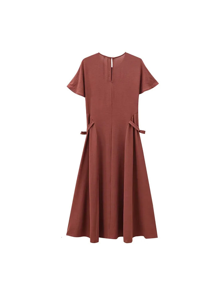2024 autumn and winter fashion womens clothing temperament drape short sleeve round neck long midi dress 250207