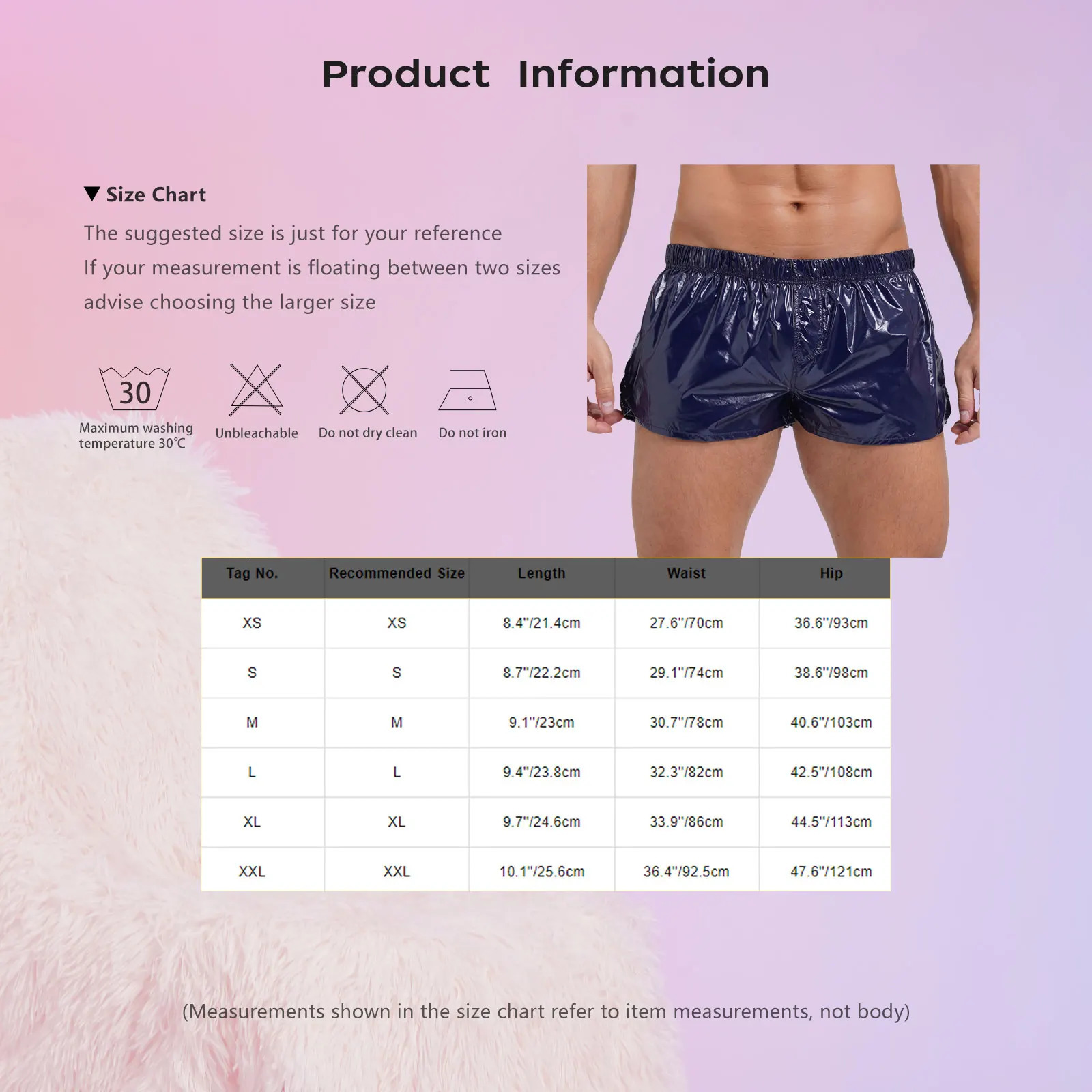 Mens Glossy Swimming Trunks Low Rise Swimwear Sides Slit Beach Shorts Male Swimsuit Beachwear Swim Pool Party Nightclub Costume Z260314