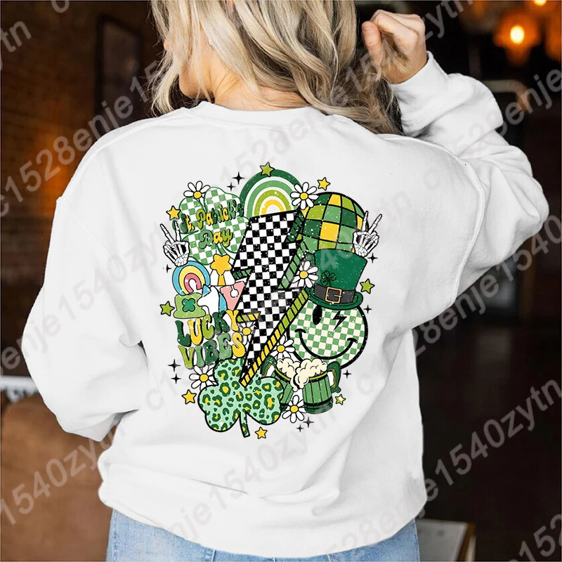 Retro St Patricks Day Sweatshirt Saint Satricks Pullovers Lucky Sweatshirts Long Sleeve Crew Neck Women 250110