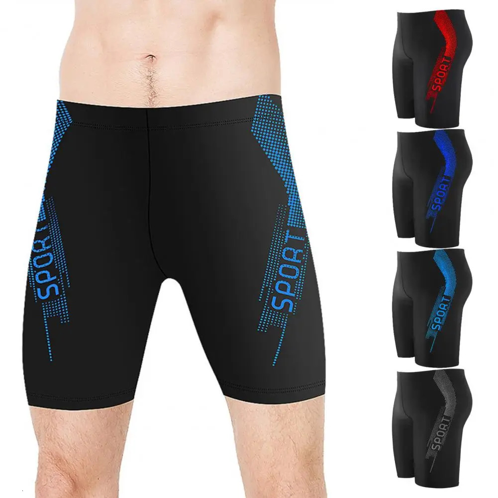 Inner Drawstring Midrise Streamlined n Swimming Trunks Men Patchwork Color Letter Print Swim Shorts Beachwear 250208Z