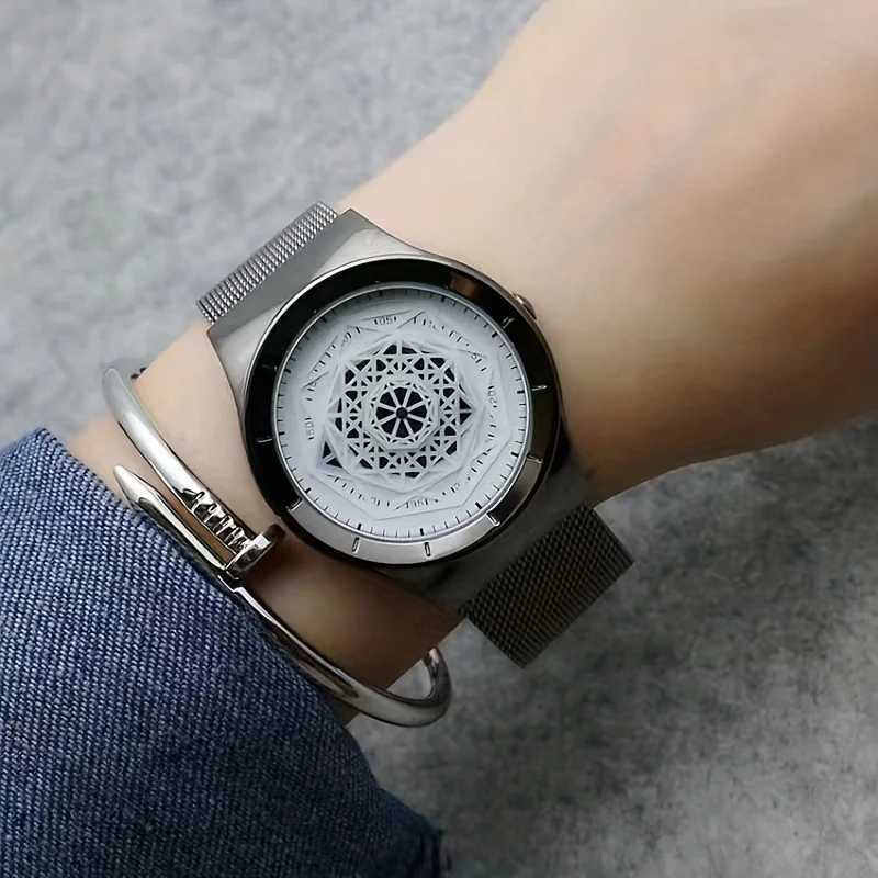 New Concept Pointless Black Technology Watch Mens and Womens Students Minimalist Fashion Trend Quartz Watch Z250207