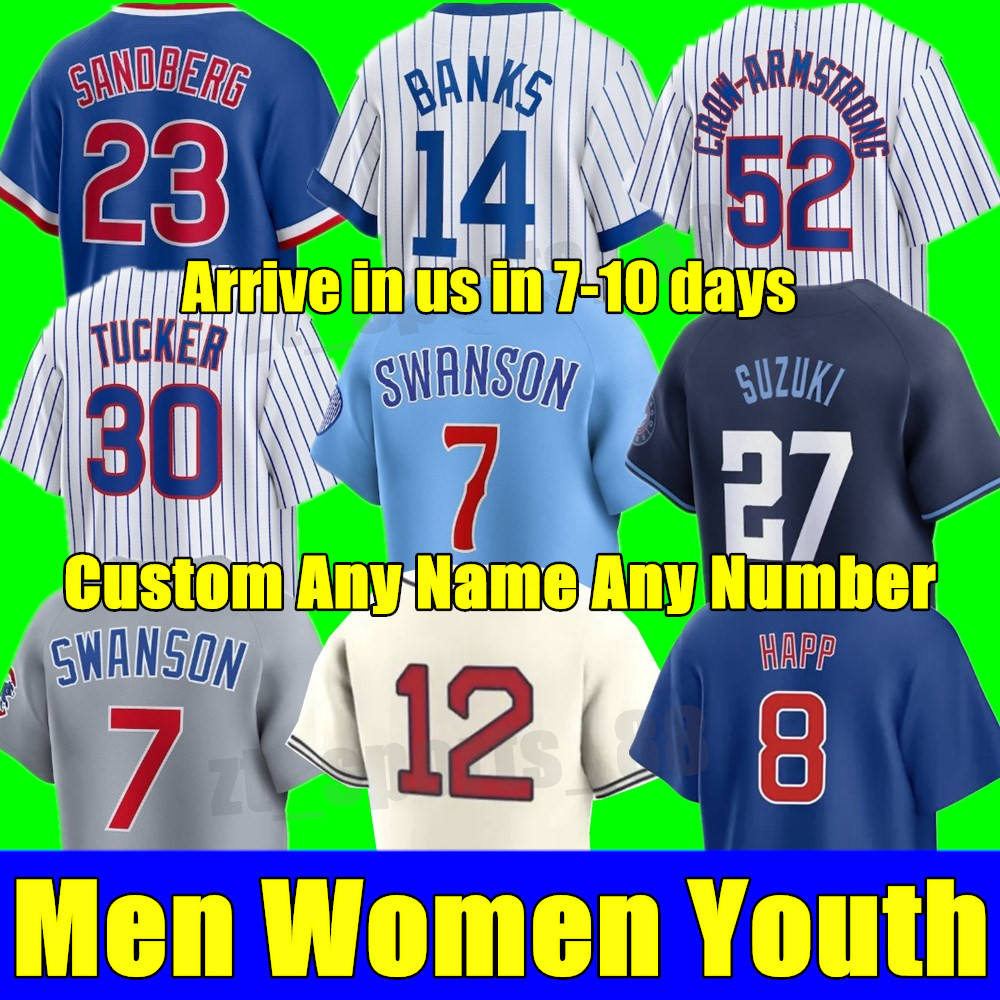 2024 Custom S-4XL Dansby Swanson Cody Bellinger Jersey Seiya Suzuki Nelson Velazquez Nick Madrigal Marcus Stroman Willson Ian Happ Jason Men Women Youth Baseball