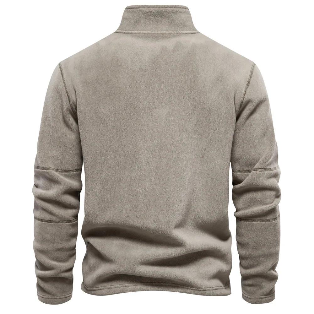 Autumn Winter Warm Polo Shirts Mens Lamb Wool Sweatshirt Standing Neck Half Zip Long Sleeve Fashion Versatile Men Tees Tops 250207