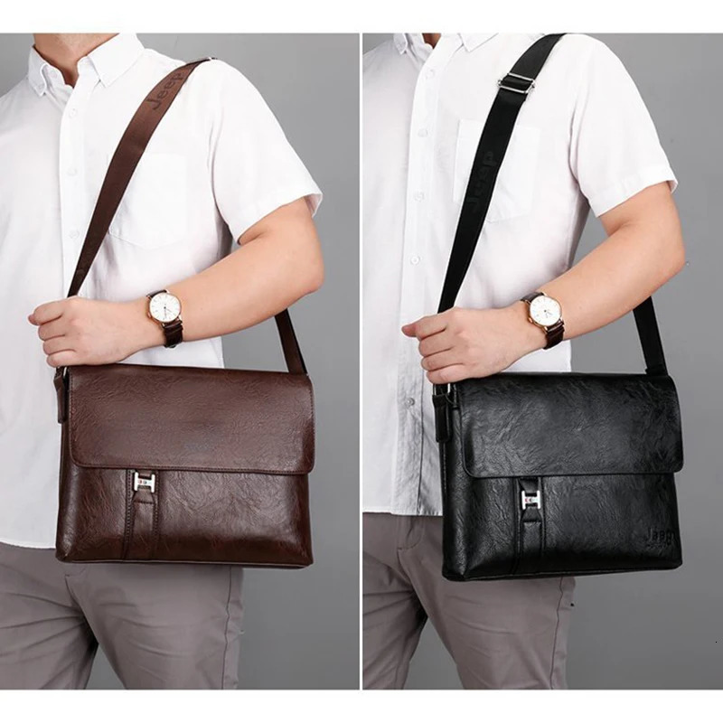 MenS Briefcase PU Leather Ipad A4 Document Shoulder Executive Work Business Work Messenger Crossbody Side Male Bag 250208