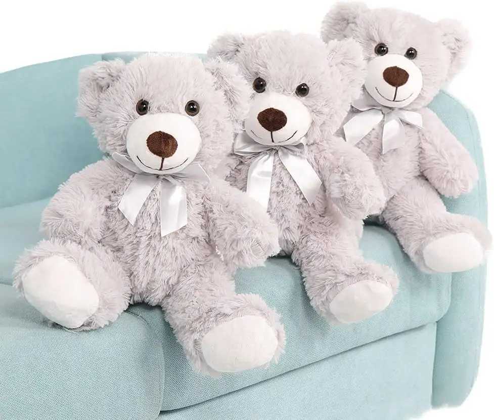 MaoGoLan Teddy Bear 13.5 Inch Animals Plush Toys 3 Gray Stuffed Bears for Girls Free shipping