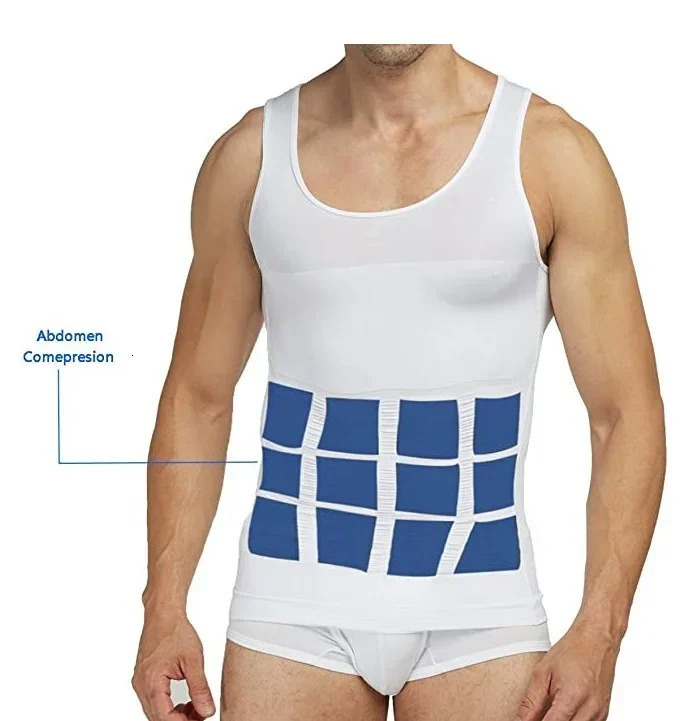 Mens Compression Shirts Tank Tops Undershirts Slimming Sculpt Core Body Shaper Vest Sleeveless Abdomen Slim Fitness Wear 250207