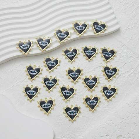 Drop Oil Heart-shaped Pearl Pendant Demon Eyes diy Lucky Blue Eye Earrings Necklace accessory