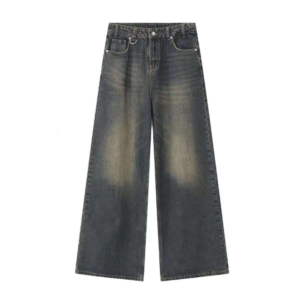 Autumn jeans Men's Denim Pants Old Blue Washed Male Jeans Straight Casual Menwear Loose Wide Leg Trousers 2024 New Fashion