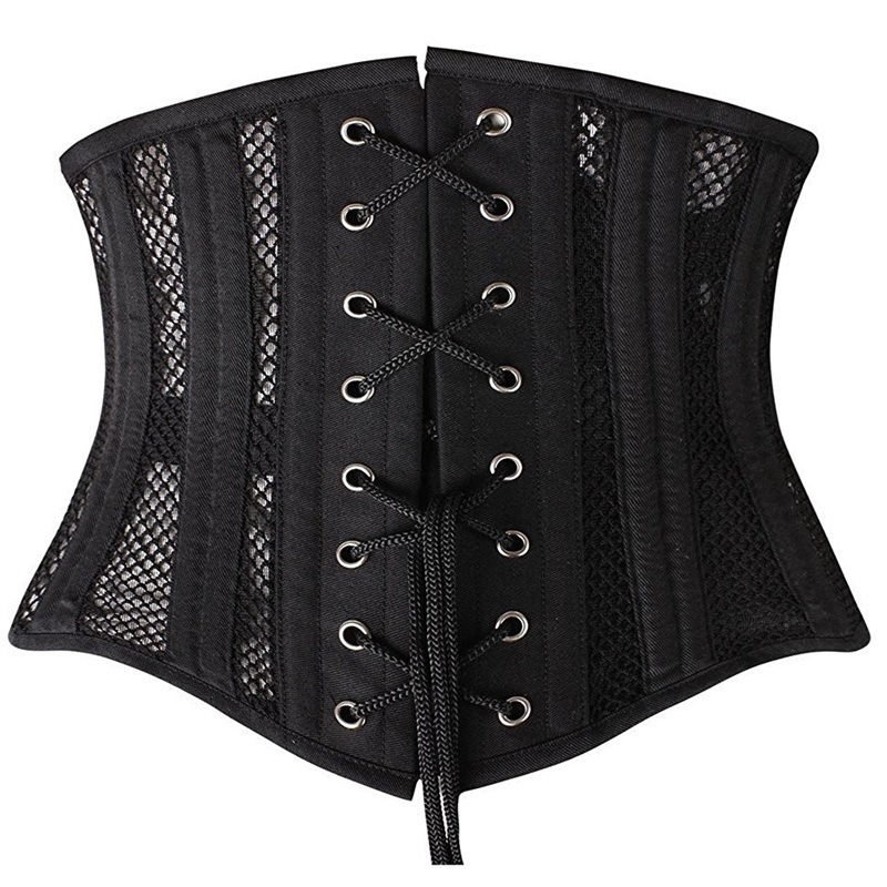 Women Sexy Underbust Corset Gothic Steampunk Bustiers Bride Waist Trainer Body Shaper Steel Boned Breathable Mesh Slimming Belt 250121