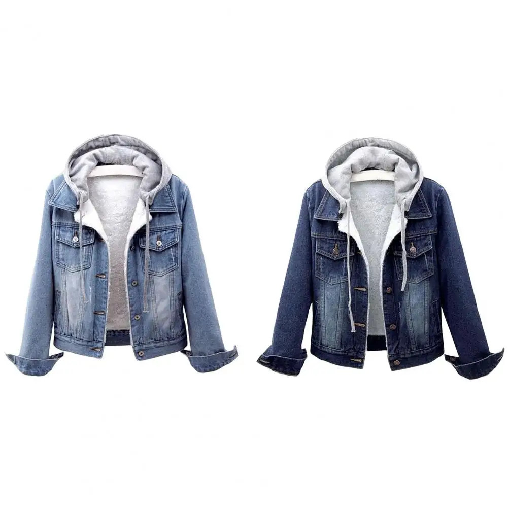 5xl Women Denim Chic Jacket Female Oversize Outerwear Loose Short Hooded Jeans Coat Big Pocket Tops 2024 Spring Autumn 250208Z