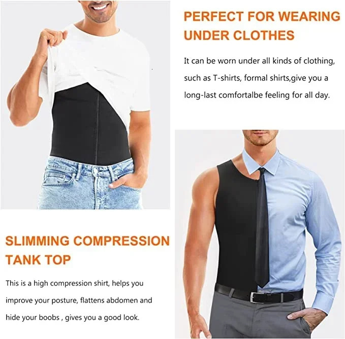 Mens Compression Shirts Tank Tops Undershirts Slimming Sculpt Core Body Shaper Vest Sleeveless Abdomen Slim Fitness Wear 250207