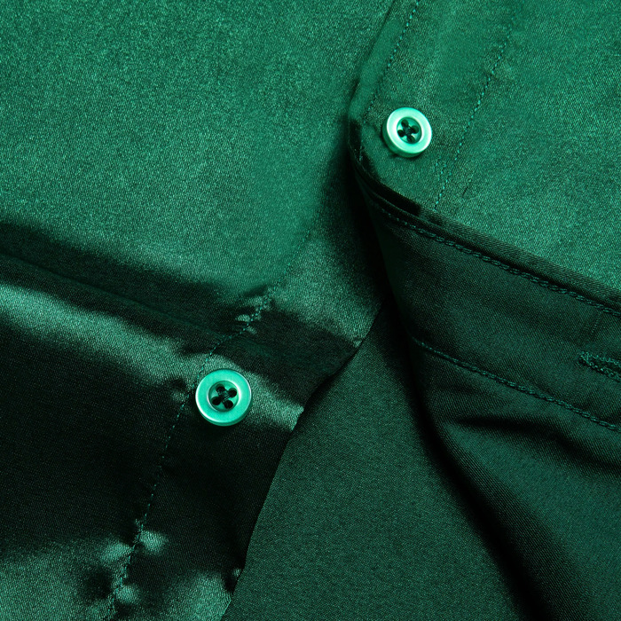 Satin solid mens long sleeved green yellow purple blue wedding ball ultra-thin slim fit dress collar handle 250207