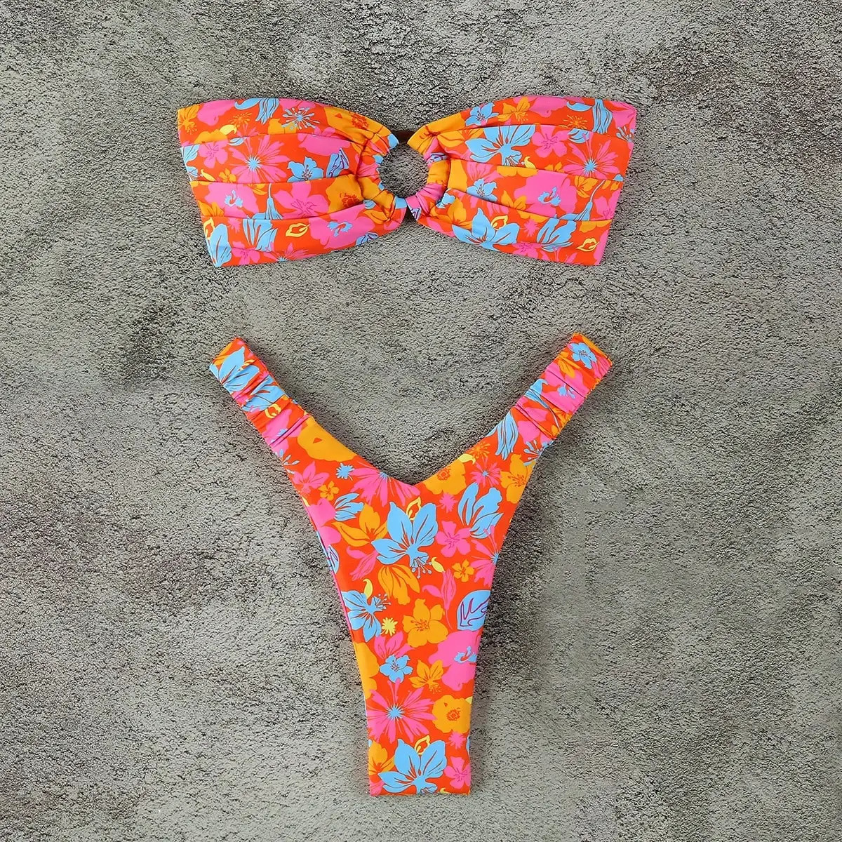 Micro Bikini Push Up Women Swimsuits 2024 Sexy Female Swimwear Brazilian Set Thong Print Beachwear 250206