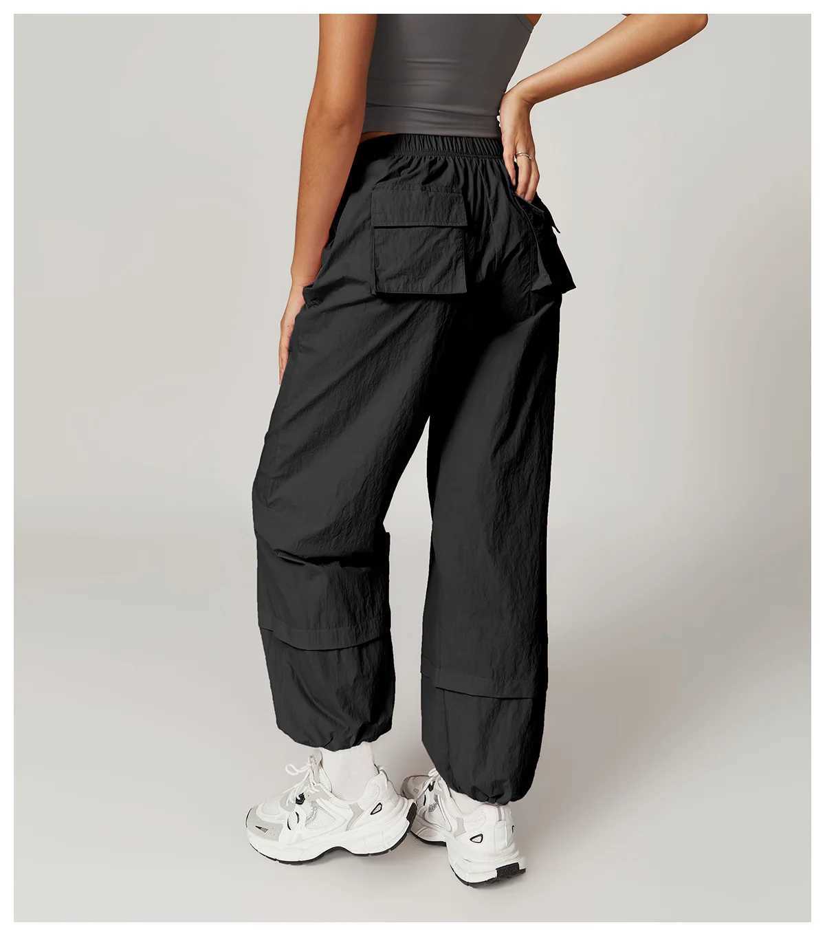 Yoga Outfit Women Windproof And Breathable Workwear Pants Womens Pockets Elastic Loose Leggings Running Casual Sports Wide leg H250207