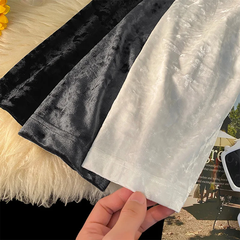 Solid Color Basic Velvet Sweatshirt Fashion Inside Long Sleeve Bottom Shirt Round Neck Tops 250207