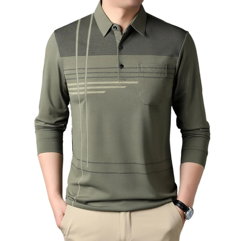 Autumn Mens Long Sleeve Polo Shirts Regular Fit Casual Men T Shirt Business Large Streetwear Lightweight Vintage Tops 250207