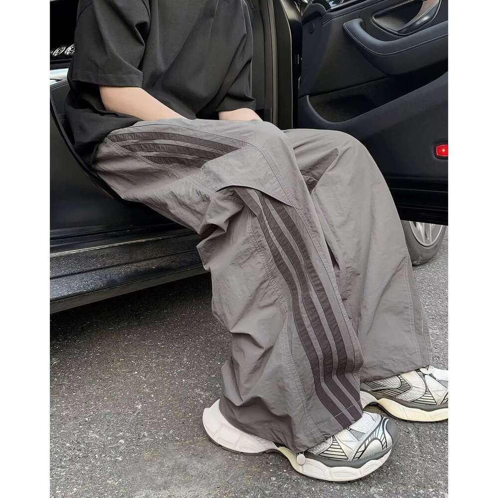 Vintage Striped Casual Parachute For Men And Women Loose Fit Wide Leg Dance Sports Quick Dry Thin Cargo Pants