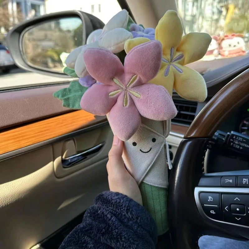 Fun Holding Flowers Tulips Potted Plants Plush Toys Doll Bouquets Girls Graduation Gifts Dolls Valentines Day Gifts 250207