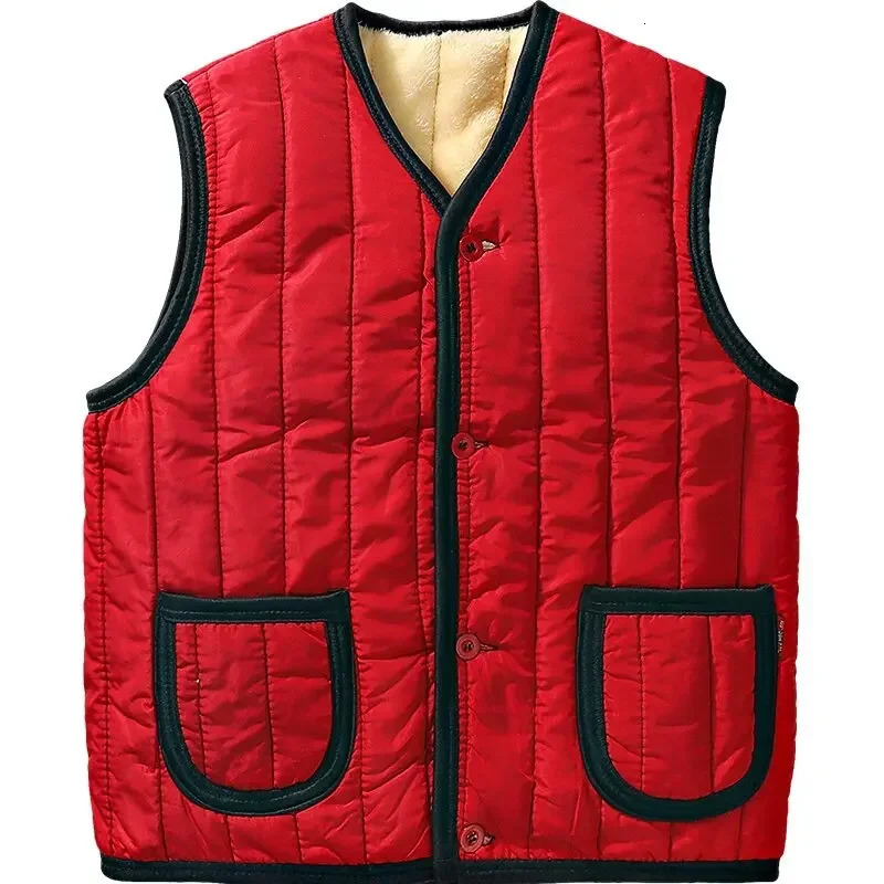 Winter Plus Fleece Thicken Warm Cotton Vest Men Gift for Father Husband Casual Loose Comfortable Sleeveless Jacket Clothing 250110
