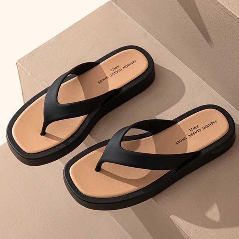 Classic Black/white Mixed Color Platform Flip Flops Women Thick Bottom Thong High Quality Leather Jandal Sandals Women Z250208