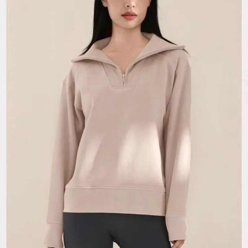 Mock Neck Thick Sweatshirt Autumn Winter Simplicity Solid Color Long Sleeve Tops Office Lady Allmatch Casual Zipper Coat 250207