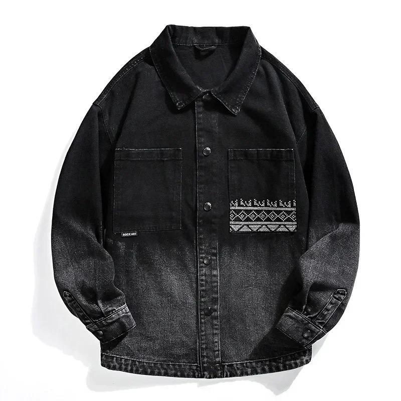 Men Spring and Autumn Trendy Denim Jacket with Embroidery Versatile Loose Casual Handsome From Japan South Korea 250207