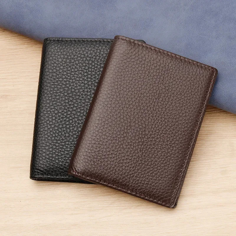 Bifold RFID Card Wallet for Men Genuine Leather Slim Business ID Card Case Thin Male Organizer Men Credit Card Holder Wallets 250208