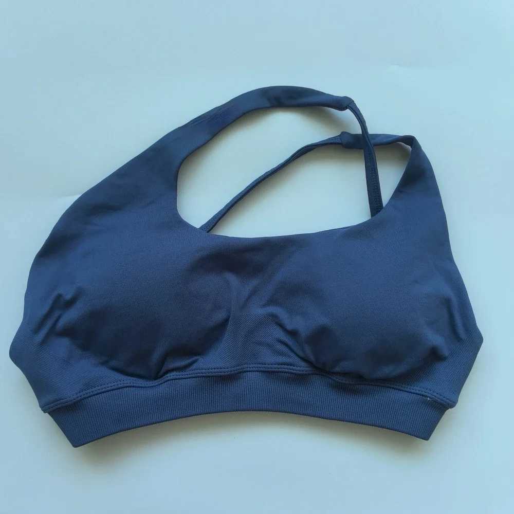 Yoga Outfit Impact Asymmetric Sports Bra For Women One Shoulder Padded Top Hollow Out Sexy Open back Workout GYM Tops H250207