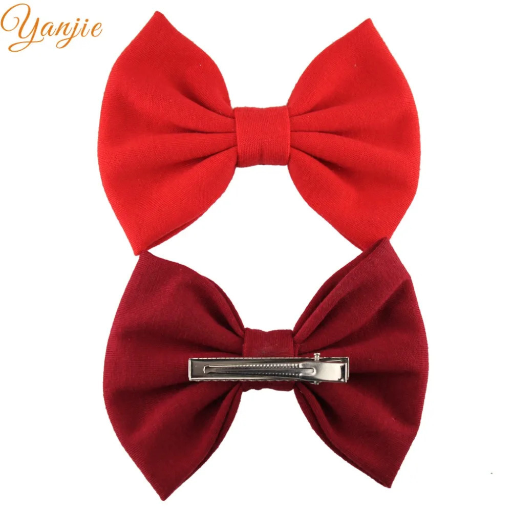 10pcs/lot -sale 5 Solid Cotton Hair Bows Barrette Hair Clips For Women Handmade DIY Girls Hair Accessories Femme Headband 250221