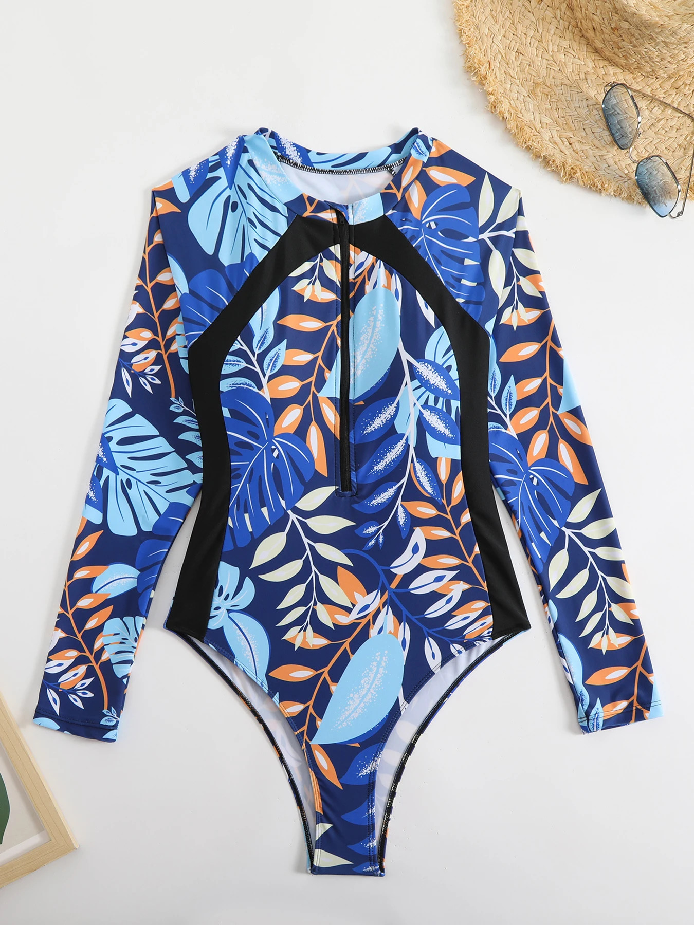 2025 Sexy Long Sleeves Surfing Suit One Piece Swimsuit For Women Zipper Swimwear Female Bathing Suit Beachwear Swimming Suit 250206