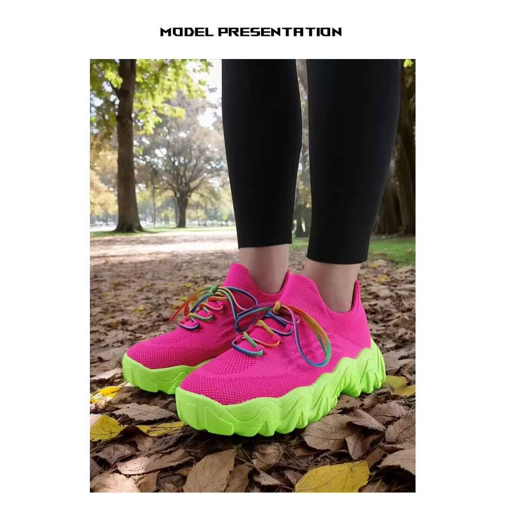 Spring Pink Casual Shoes Breathable Mesh Sports Women Lace Up Ladies Comfort New Fashion Non-slip Sock Sneakers