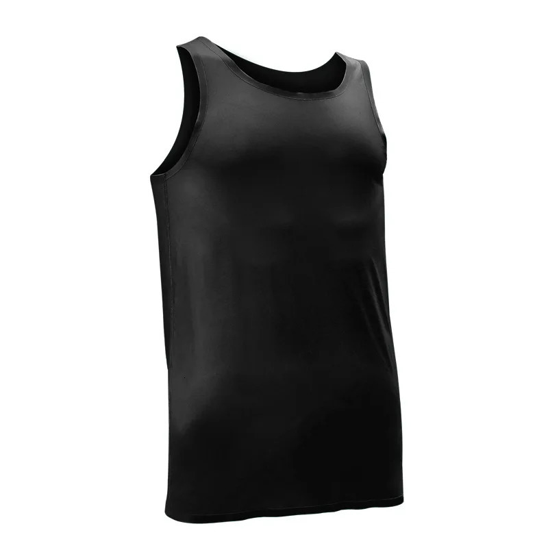 Summer Mens Tank Tops Thin Ice Silk Seamless Vest Mans Sleeveless TShirts Clothing Solid O Neck Undershirt Male Tees Top L3XL 250207