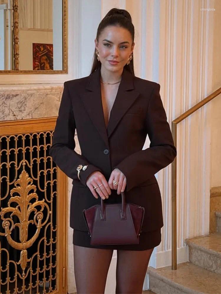 Work Dresses 2025 Blazer Mini Skirts Sets For Women Elegant Notched Single Breasted Suit Jacket Hip Package 2 Pieces OL Chic Outfits