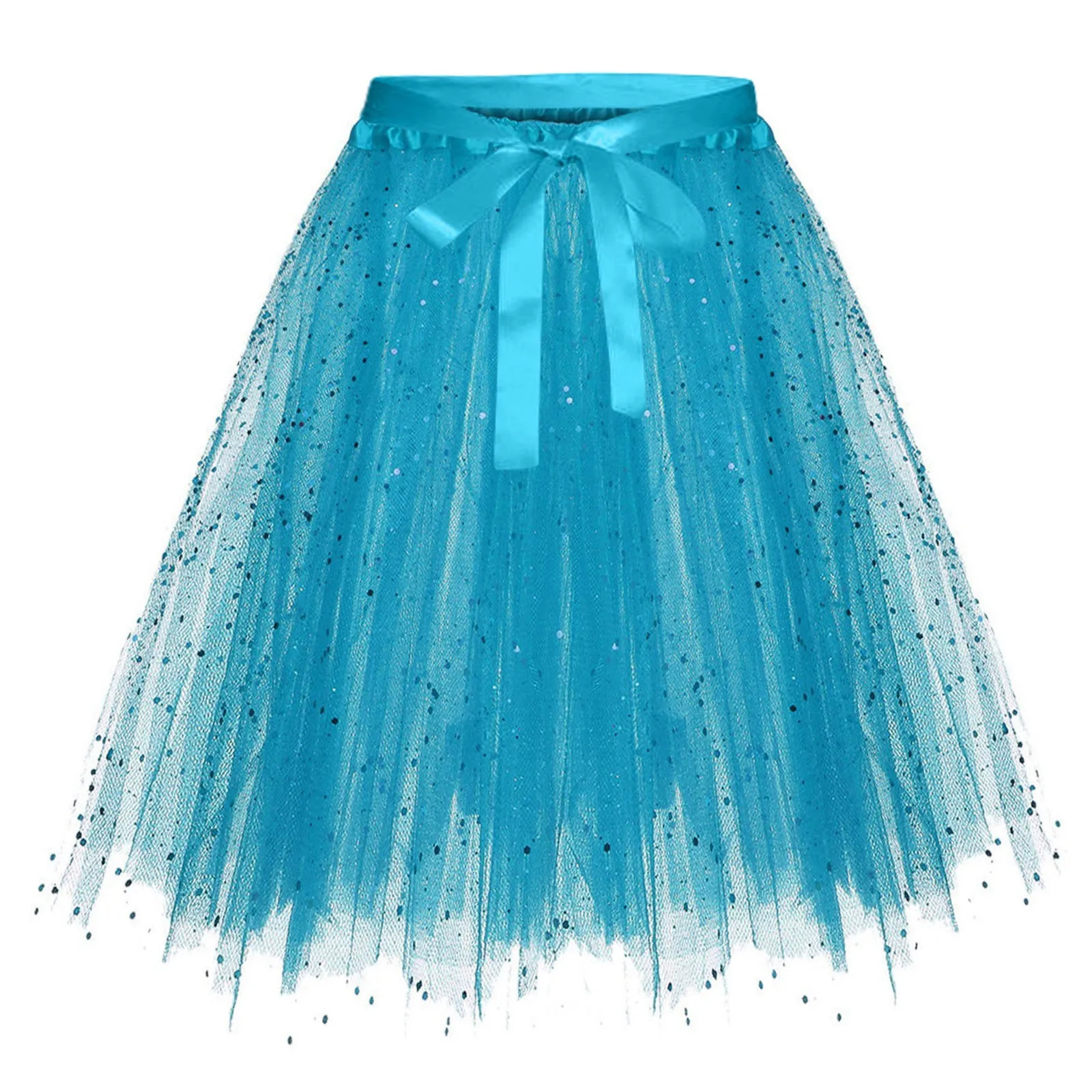 Women Adult Sequin Gauze Mesh Tutu Skirt Wedding Birthday Party Carnival Celebration Festival Decoration Tulle Dance Skirts 250208Z